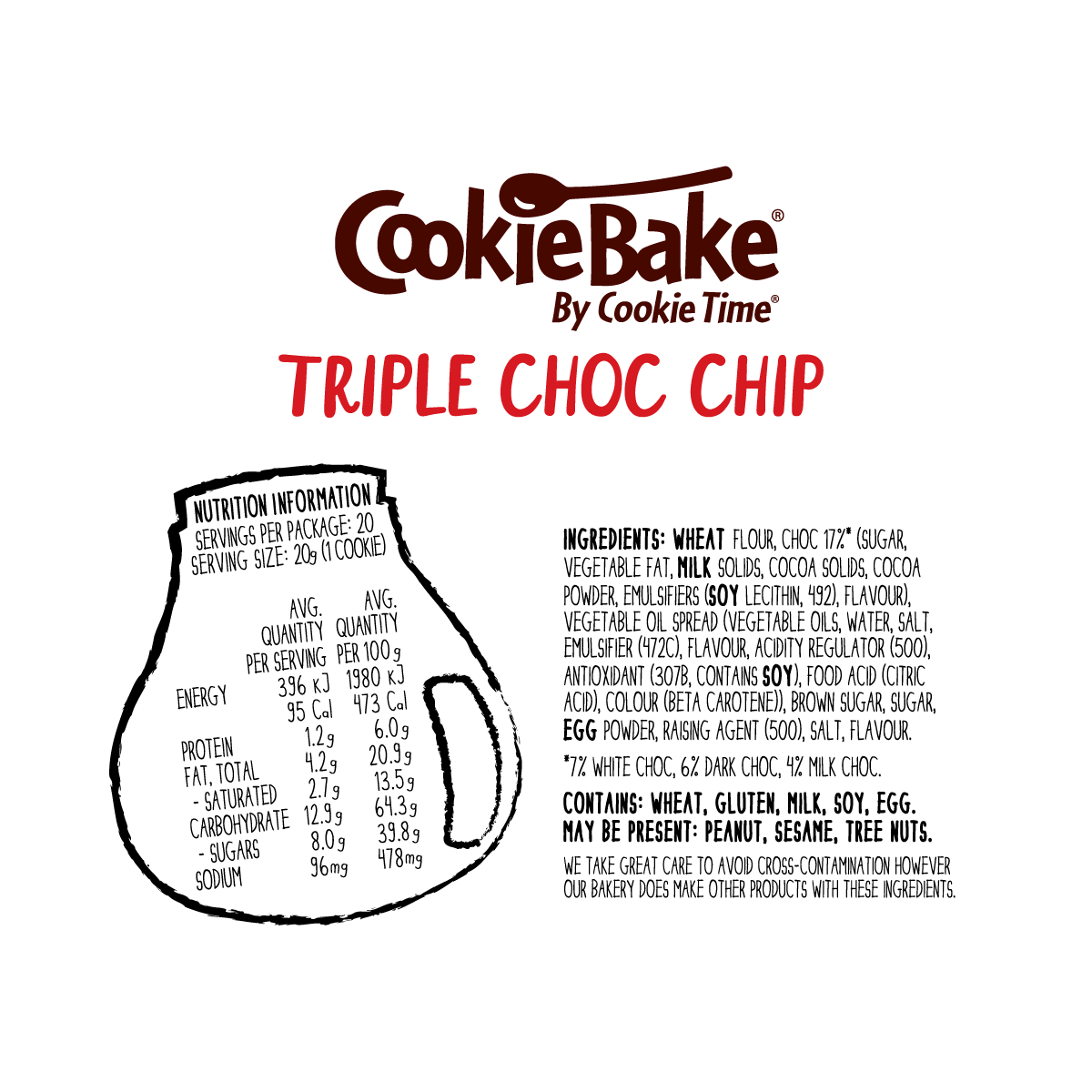 400g Cookie Bake Triple Choc Chip Cookies – Munchtime