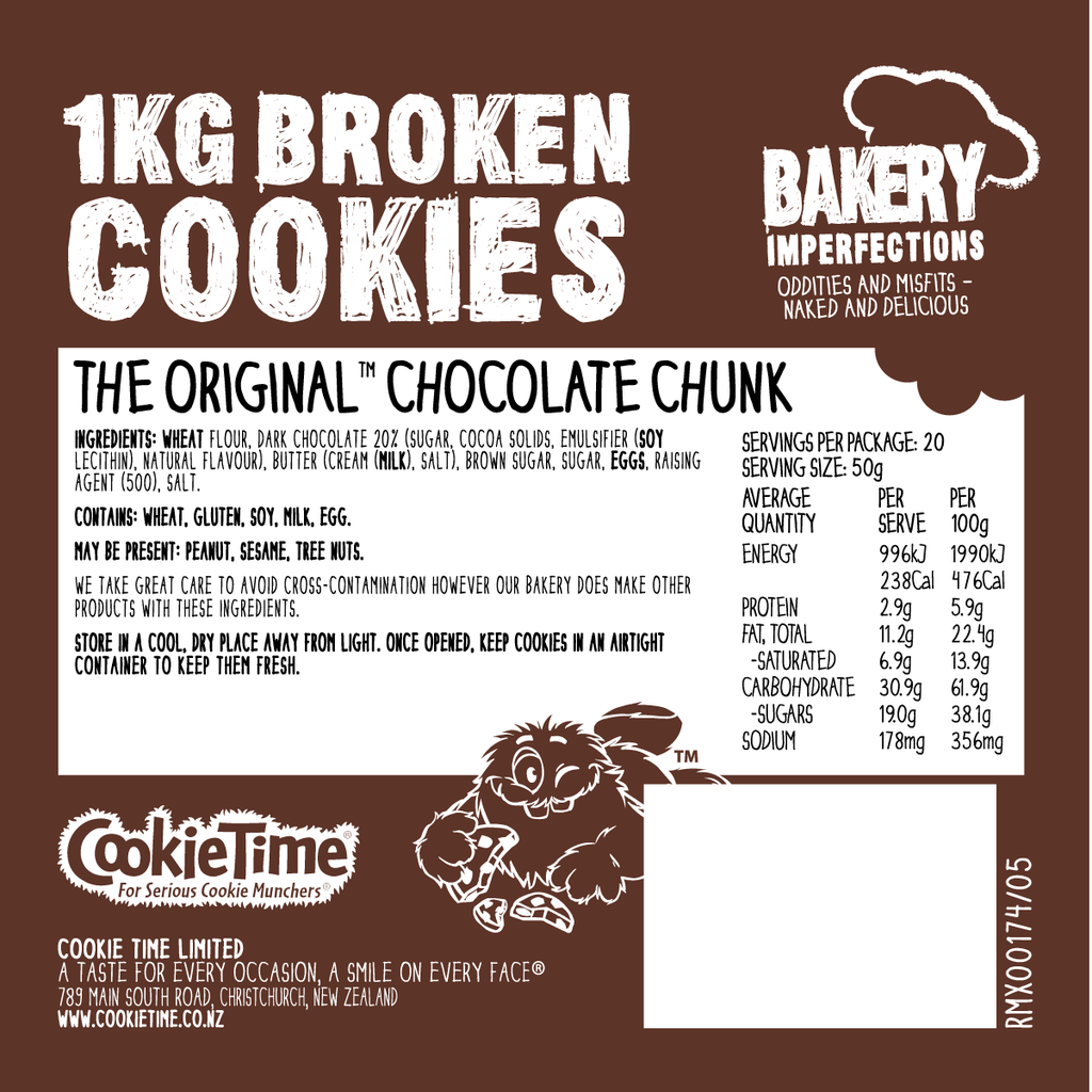 1kg Original Chocolate Chunk Broken Cookies - Bakery Imperfections