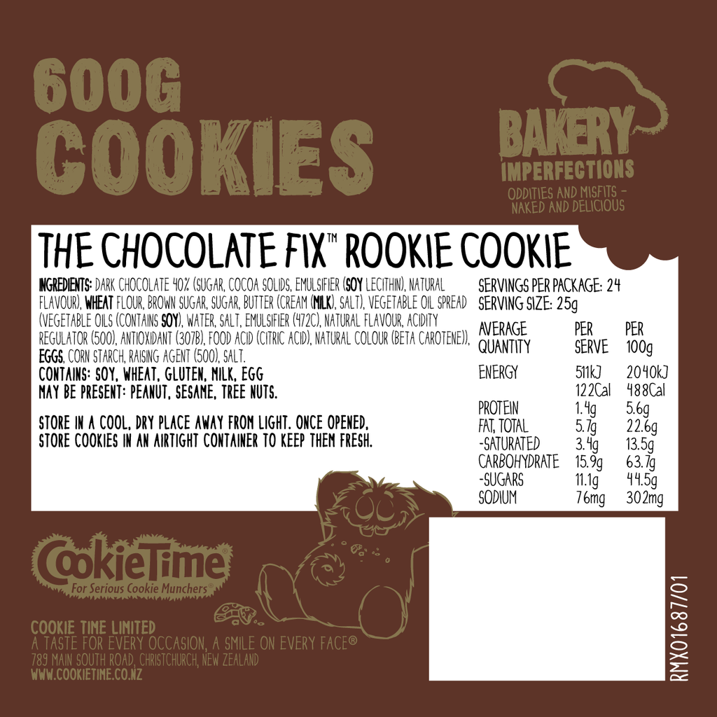 600g Chocolate FIX Rookie Cookies - Bakery Imperfections