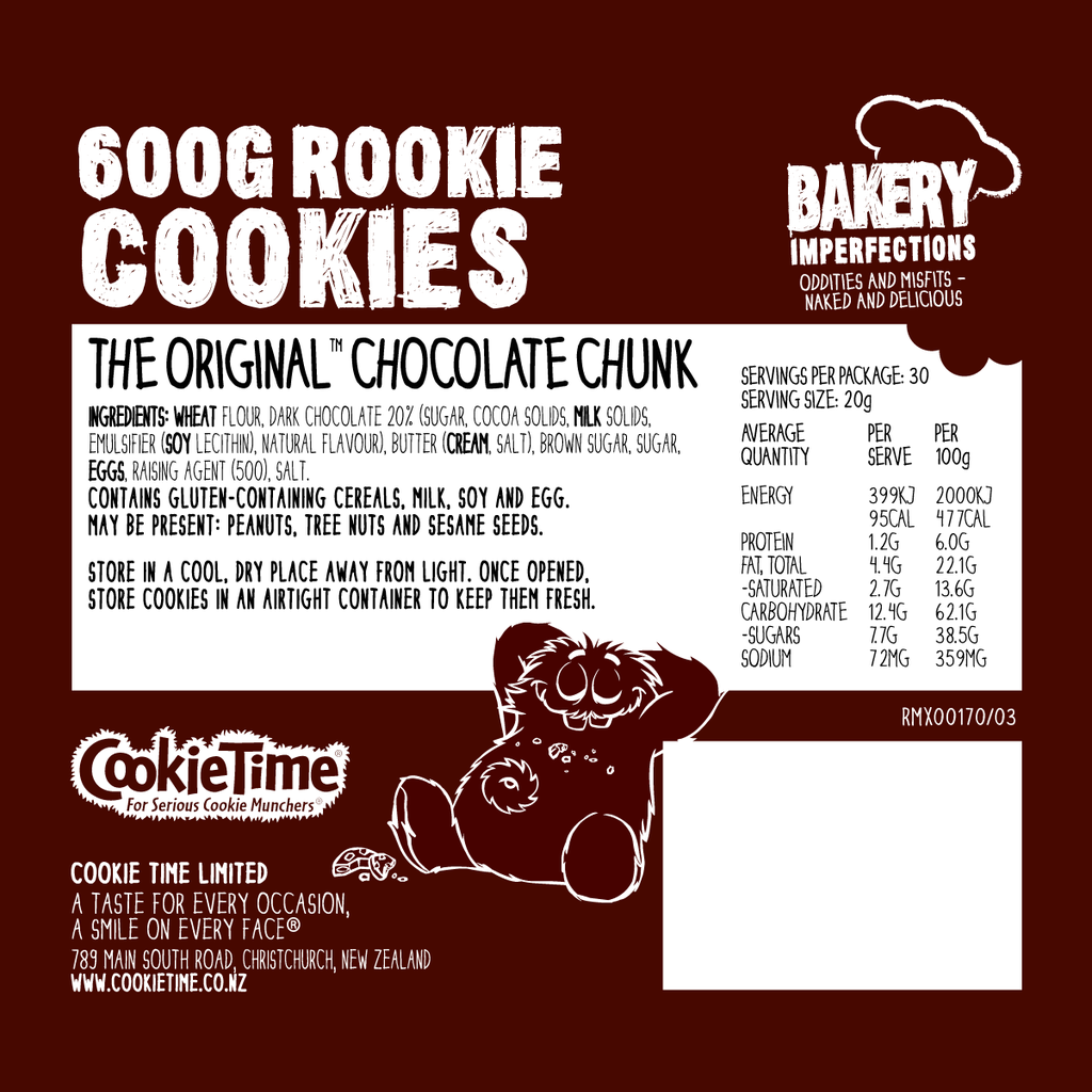 600g Original Chocolate Chunk Rookie Cookies - Bakery Imperfections