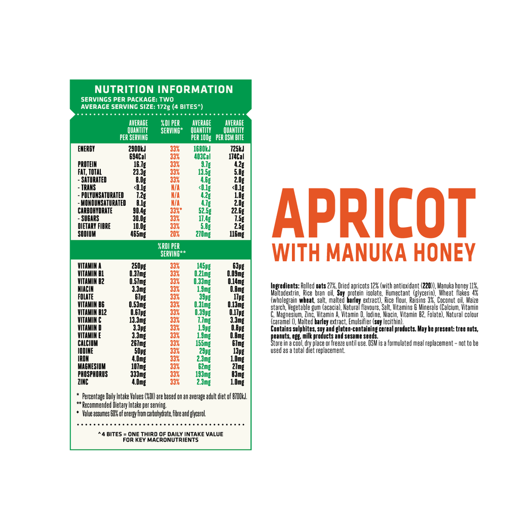 Corporate - Full Carton OSM Apricot With Manuka Honey 8 Pack Bites (30 units)