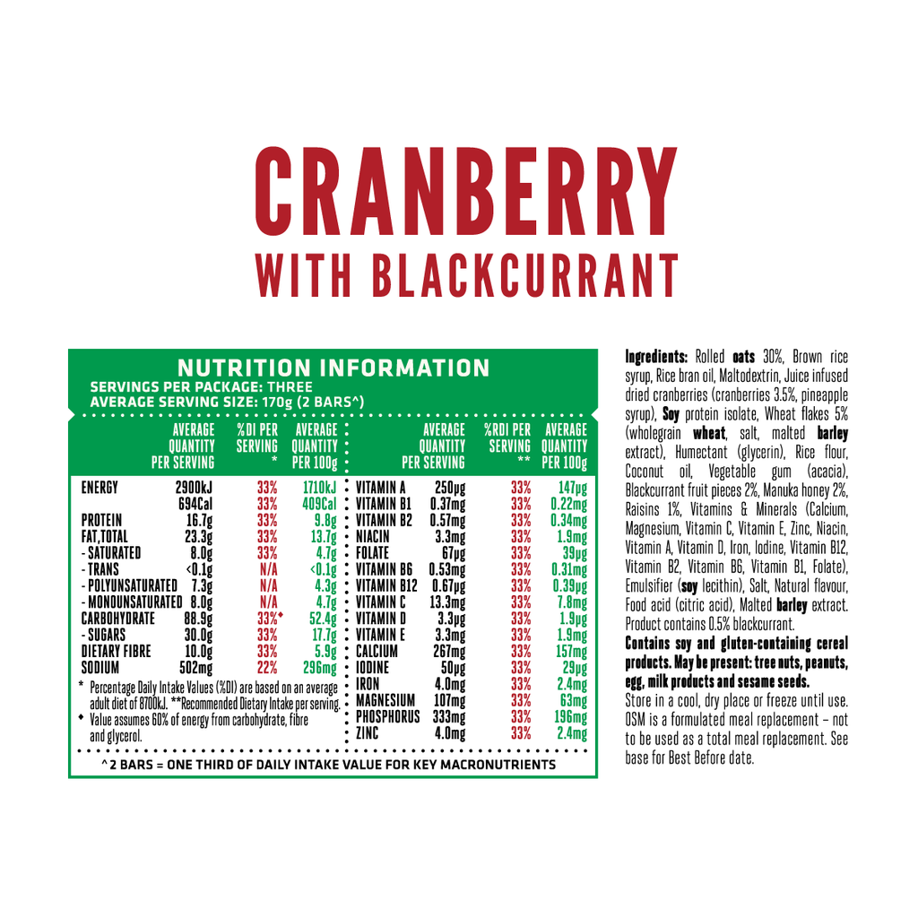 Corporate Full Carton - OSM Cranberry and Blackcurrant 6 bar box (12 units)