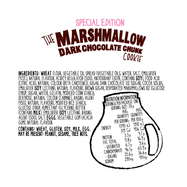 Special Edition Marshmallow Dark Chocolate Chunk 70g Cookie