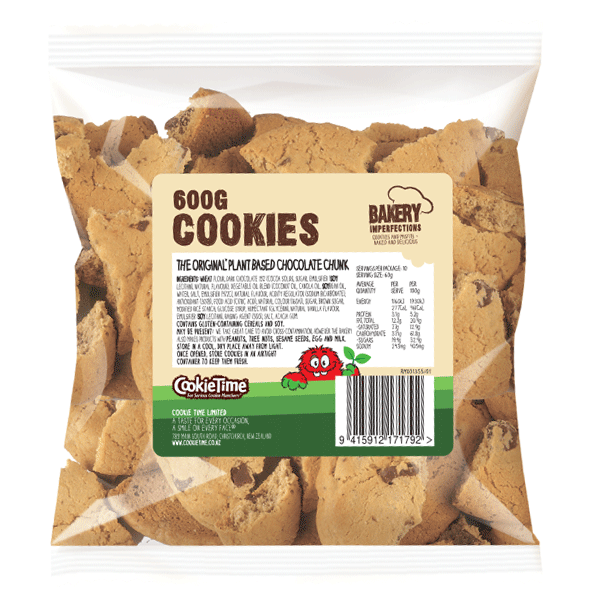 600g Plant Based Chocolate Chunk Cookies - Bakery Imperfections