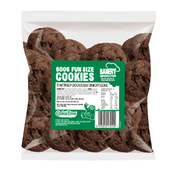 [2CFPXCP] 600g Plant Based Chocalicious Crunchy Fun Size Cookies - Bakery Imperfections