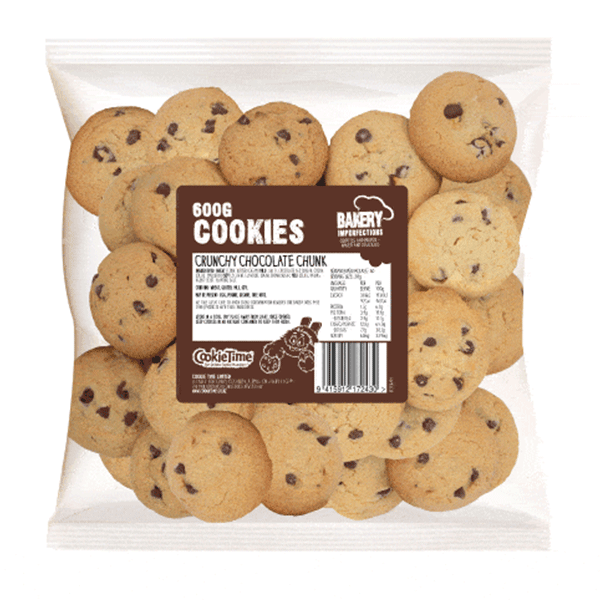 [2CFCXCP] 600g Crunchy Chocolate Chunk Fun Size Cookies - Bakery Imperfections